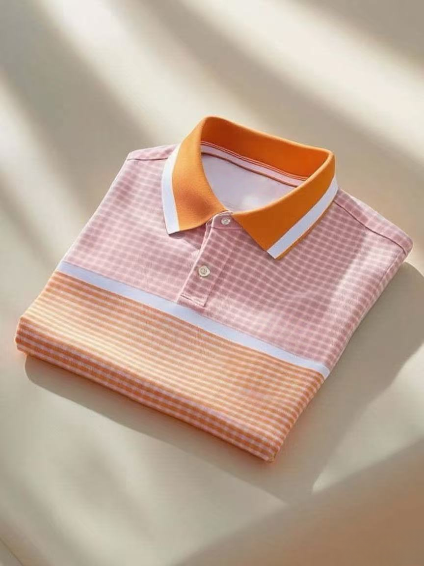 Men's Classic Business Logo Button Short Sleeve Polo Shirt