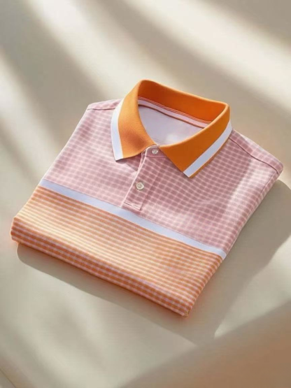 Men's Classic Business Logo Button Short Sleeve Polo Shirt