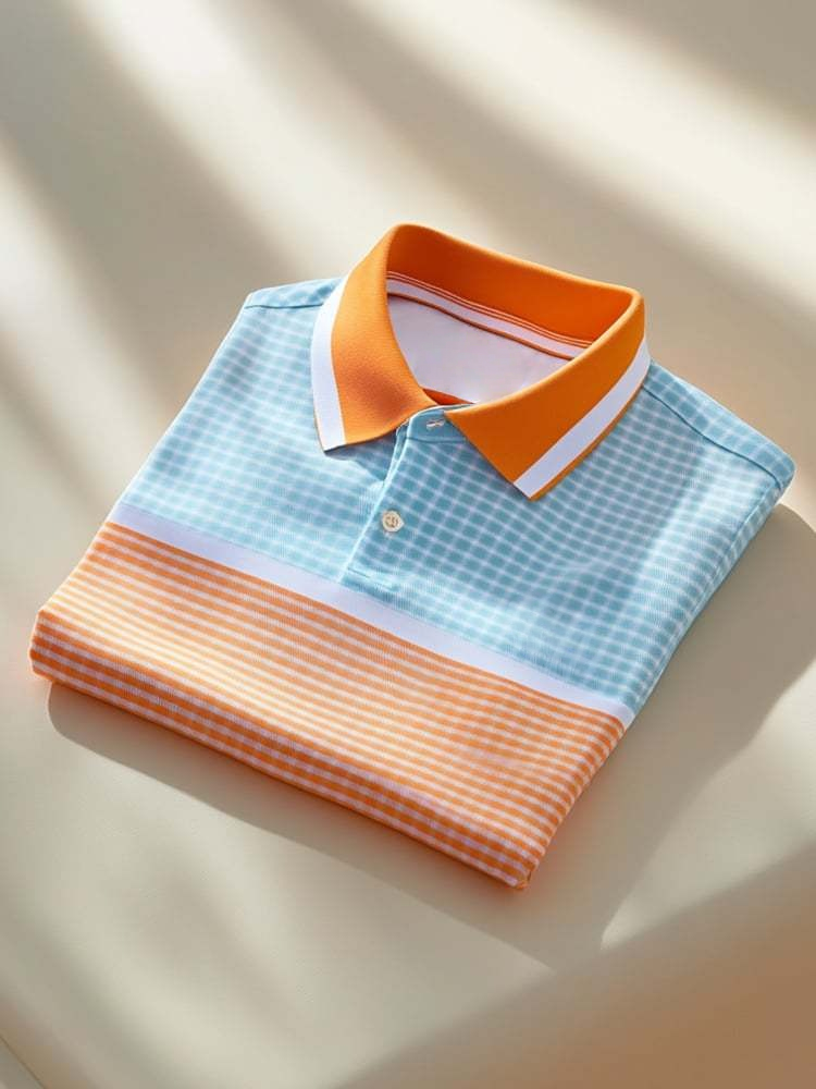 Men's Classic Business Logo Button Short Sleeve Polo Shirt