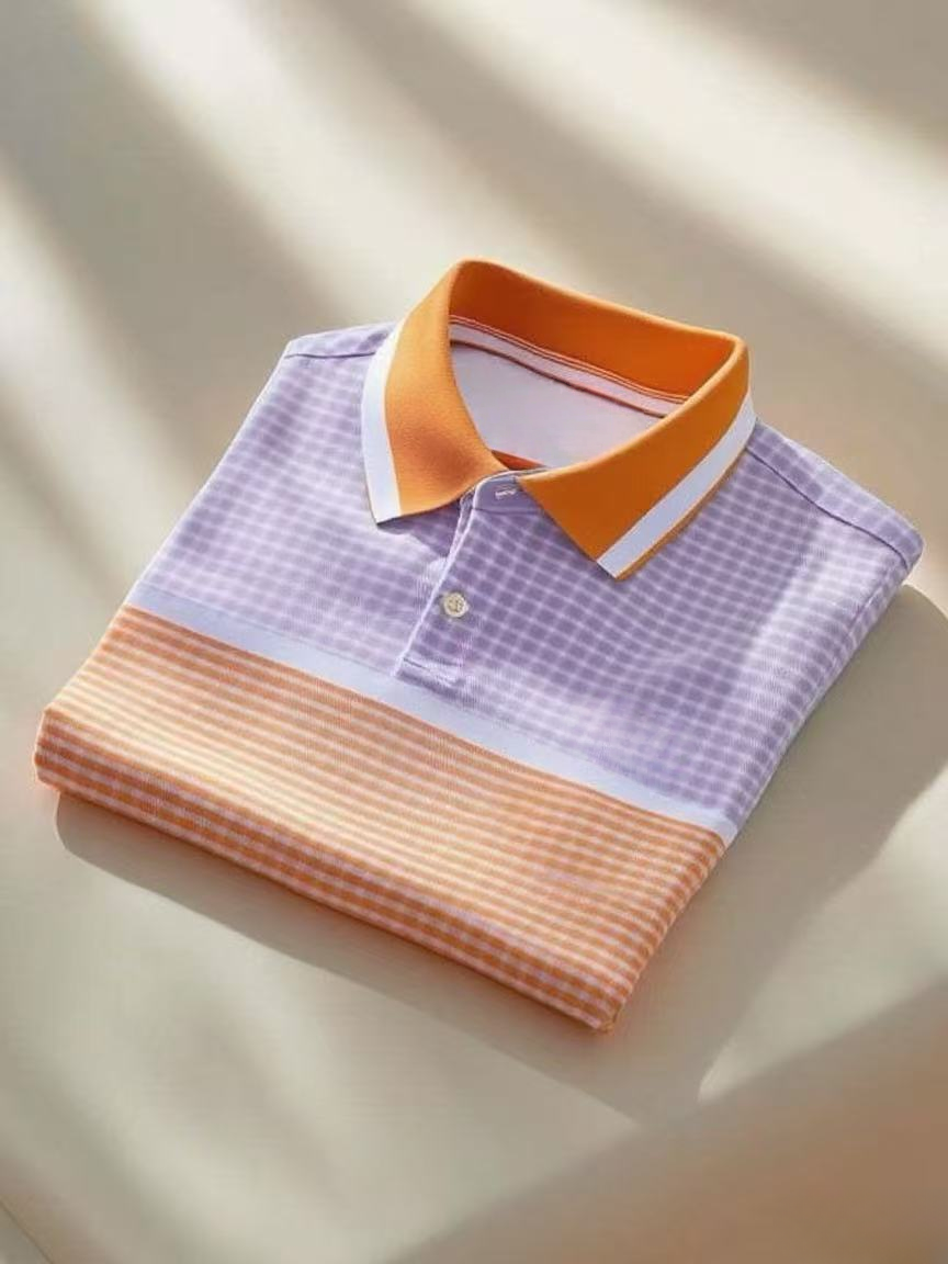 Men's Classic Business Logo Button Short Sleeve Polo Shirt