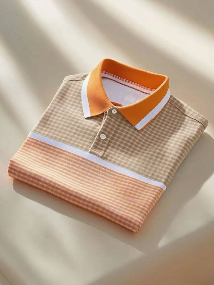 Men's Classic Business Logo Button Short Sleeve Polo Shirt