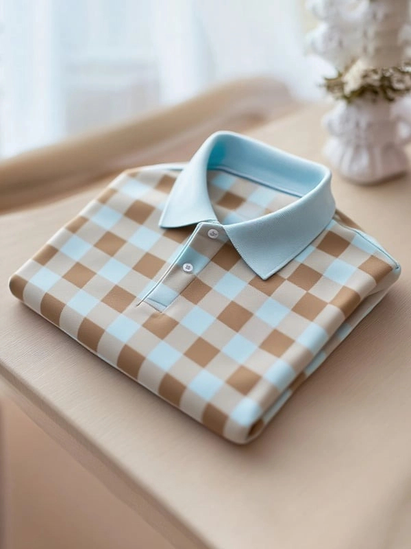 Men's Classic Business Logo Button Short Sleeve Polo Shirt