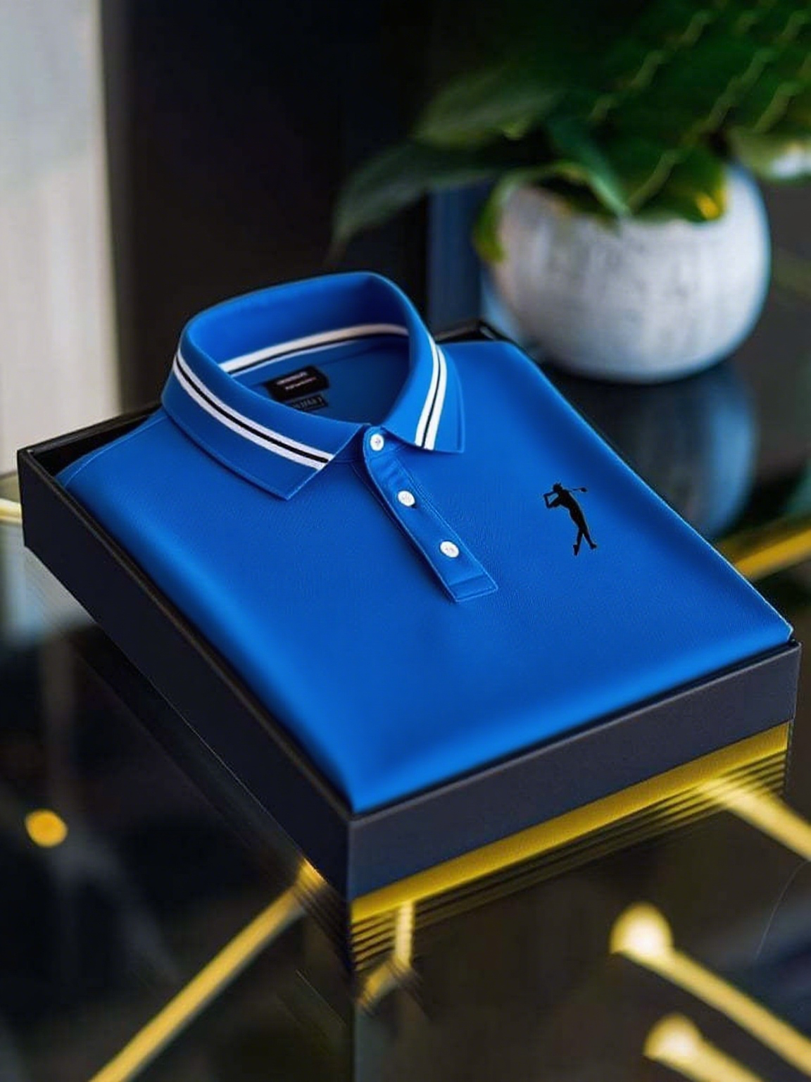 Men's Business Casual Logo Button Short Sleeve Polo Shirt