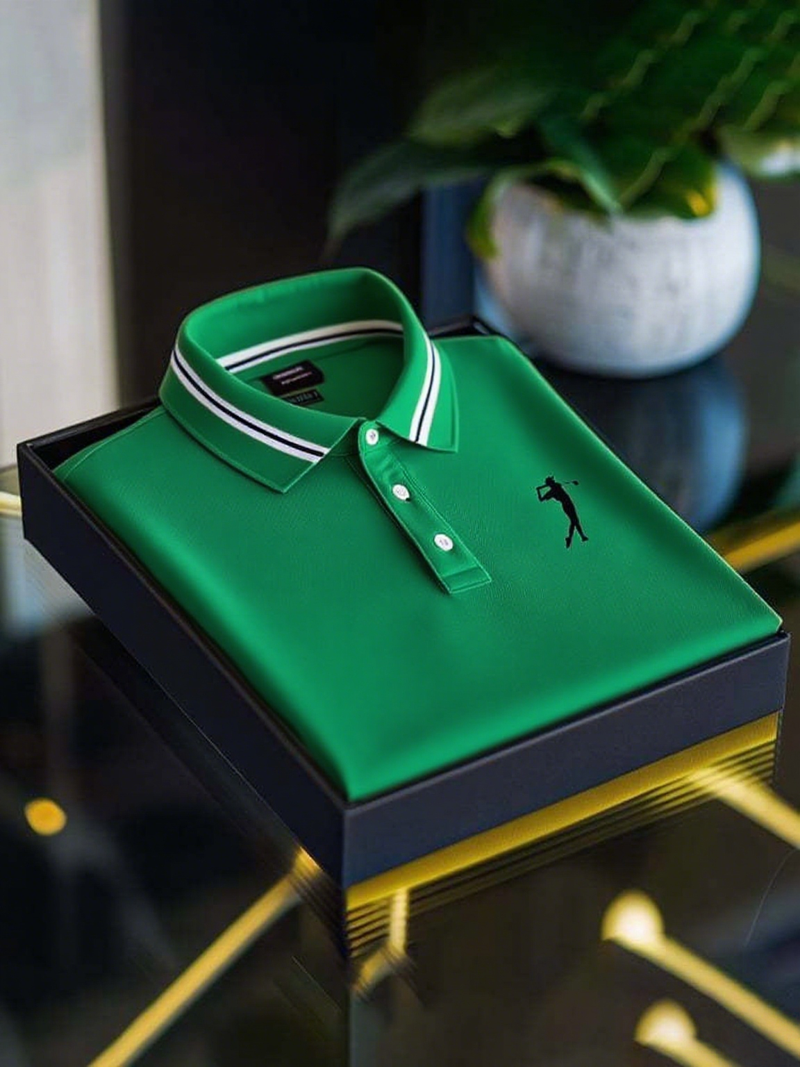 Men's Business Casual Logo Button Short Sleeve Polo Shirt