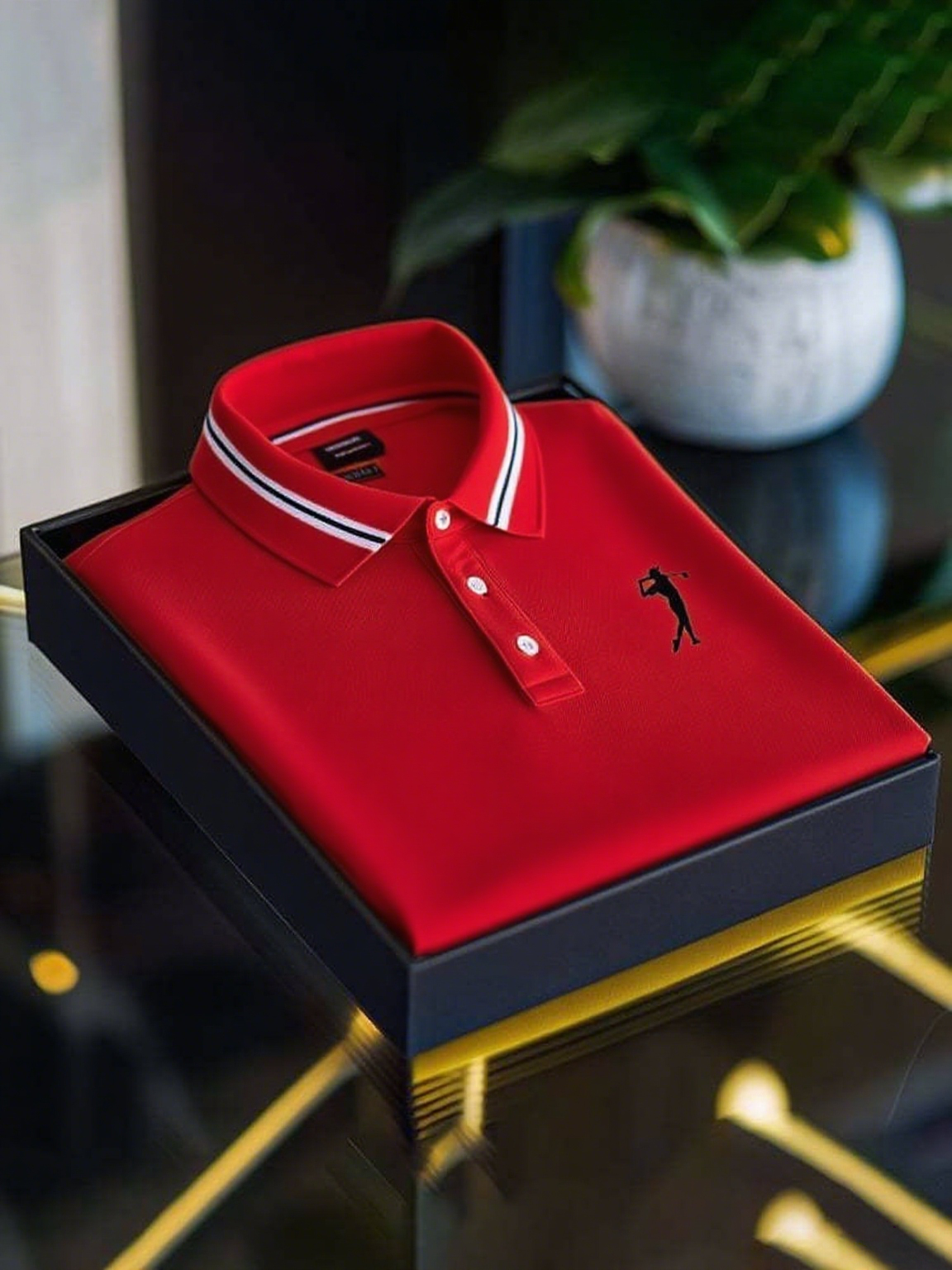 Men's Business Casual Logo Button Short Sleeve Polo Shirt