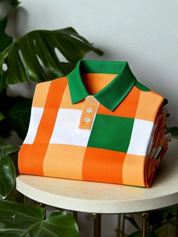 Men's Classic Business Logo Button Short Sleeve Polo Shirt