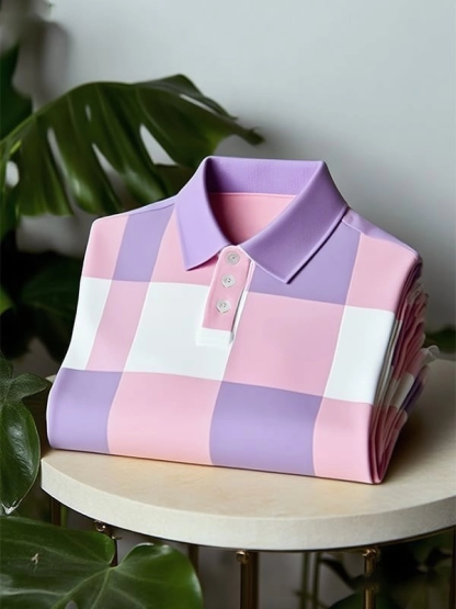 Men's Classic Business Logo Button Short Sleeve Polo Shirt