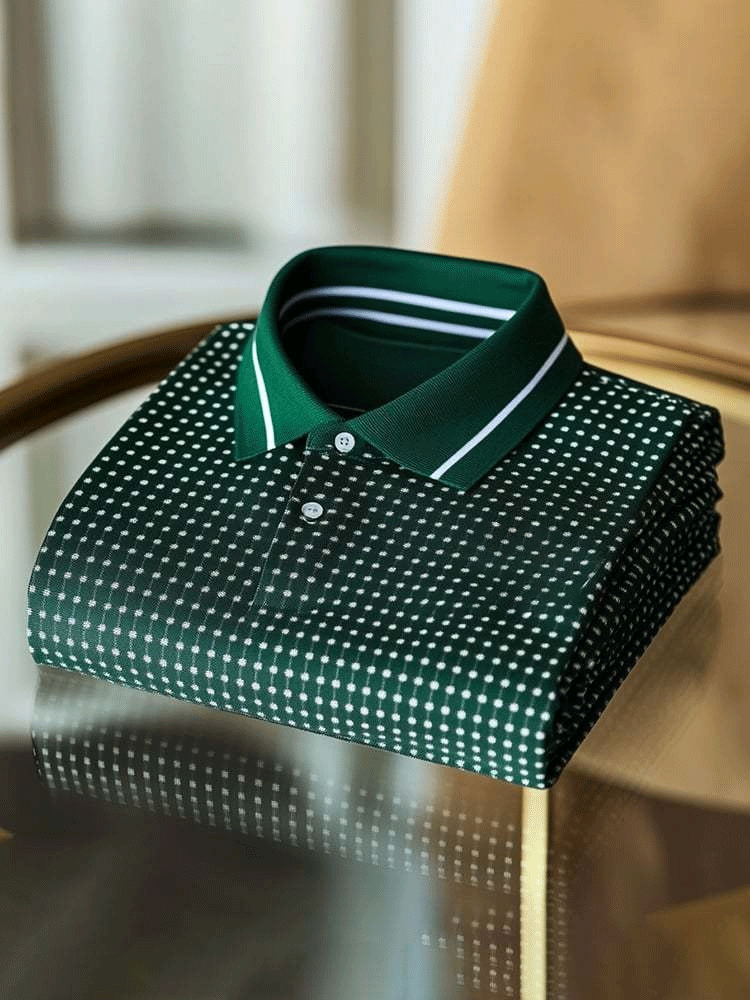 Men's Classic Business Logo Button Short Sleeve Polo Shirt