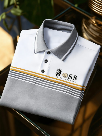 Men's Fashion Business Letter Printed Casual Short Sleeve Polo Shirt