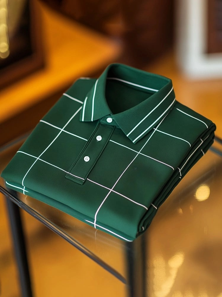 Men's Classic Business Logo Button Short Sleeve Polo Shirt