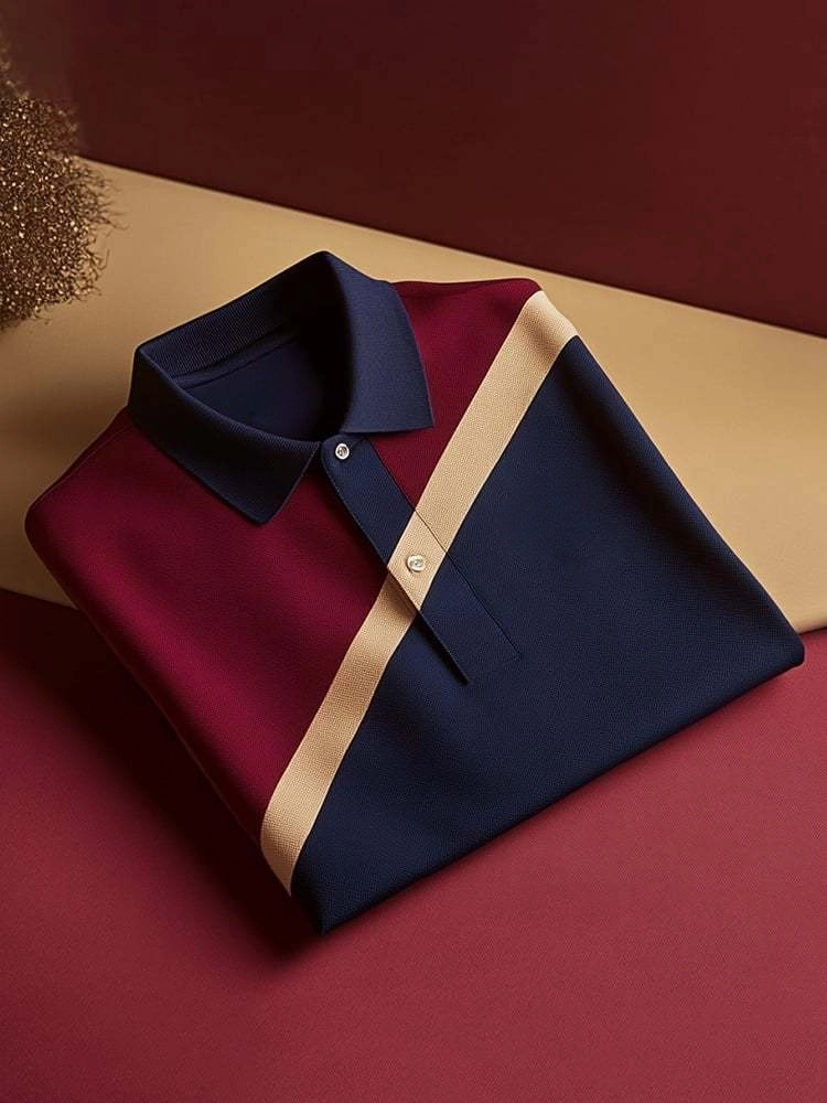 Men's Classic Business Logo Button Short Sleeve Polo Shirt