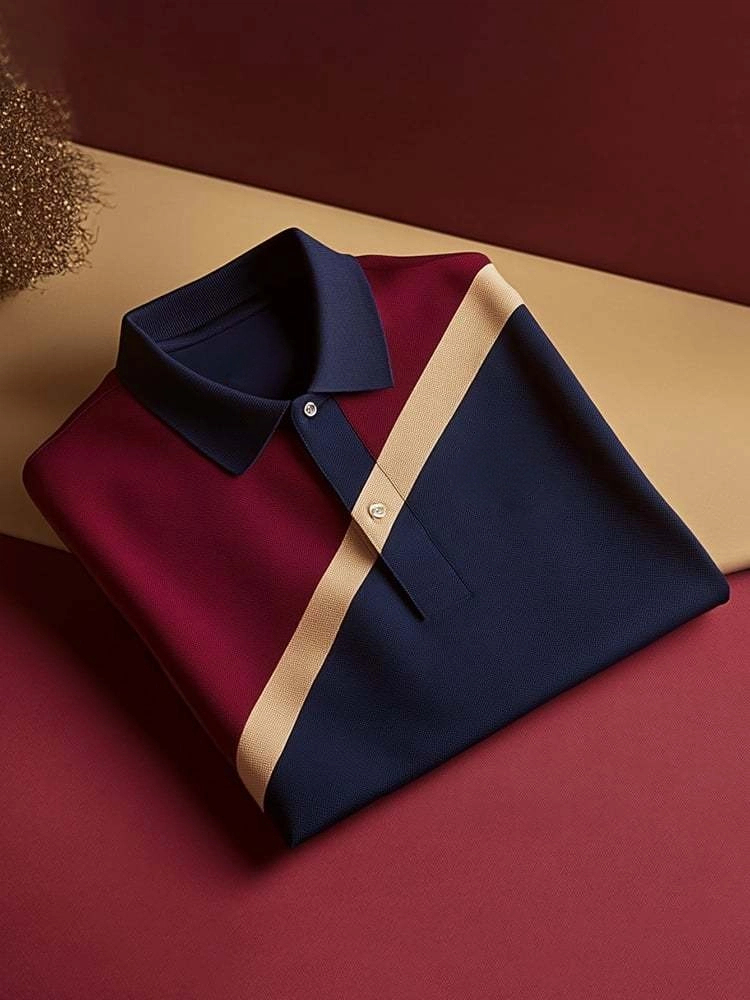 Men's Classic Business Logo Button Short Sleeve Polo Shirt