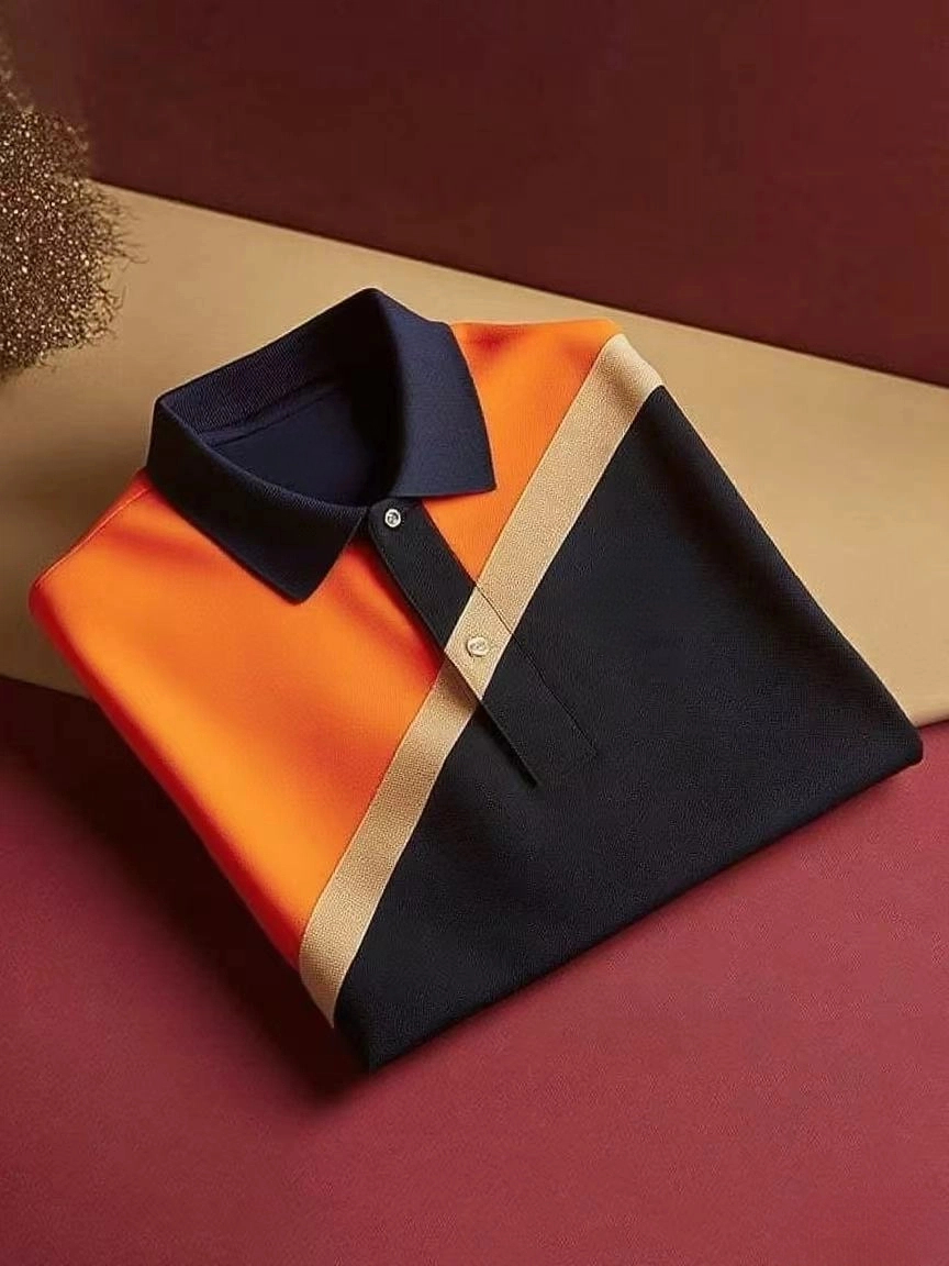 Men's Classic Business Logo Button Short Sleeve Polo Shirt