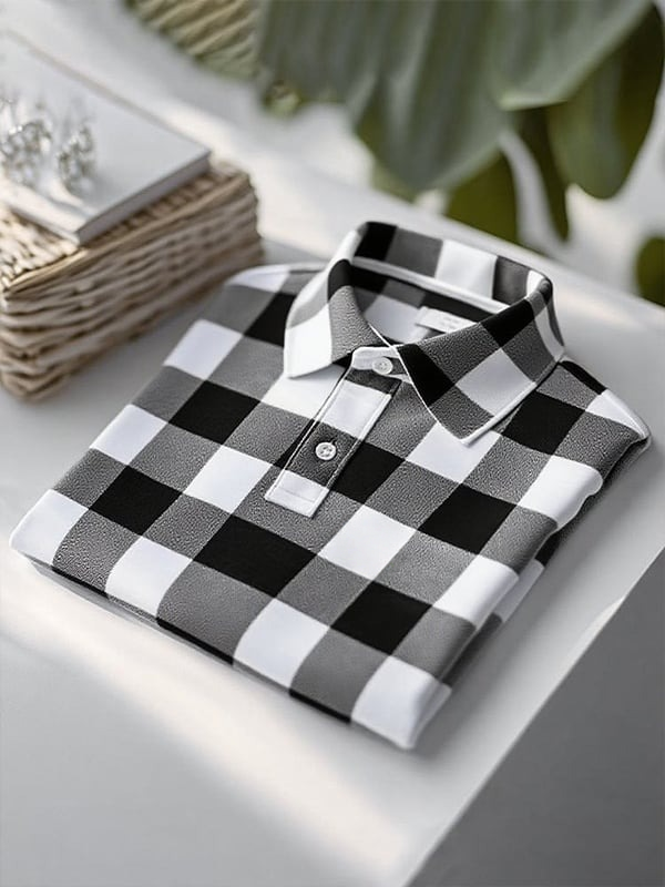 Men's Classic Business Logo Button Short Sleeve Polo Shirt