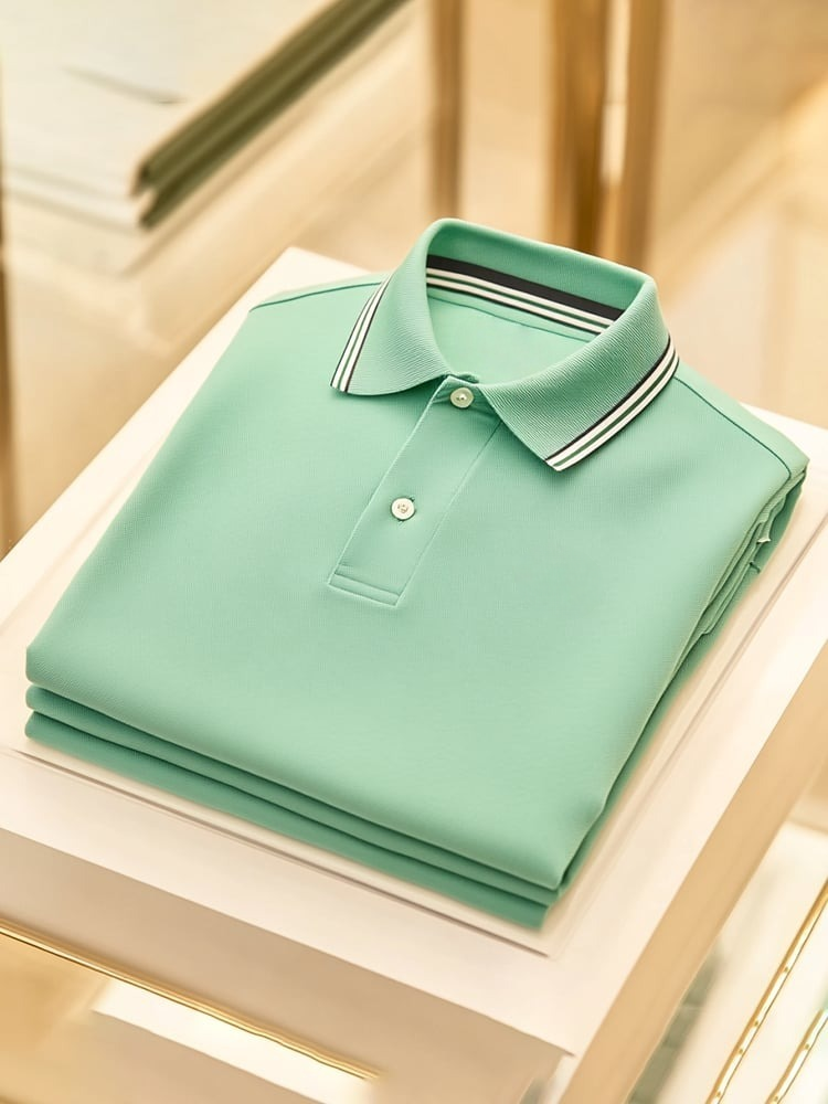 Men's Classic Business Logo Button Short Sleeve Polo Shirt