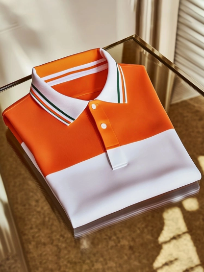 Men's Business Logo Button-Down Short Sleeve Polo Shirt