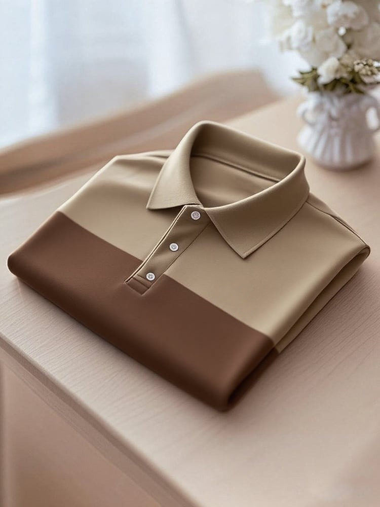 Men's Business Casual Button Short Sleeve Polo Shirt