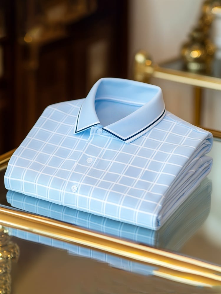 Men's Classic Business Logo Button Short Sleeve Polo Shirt