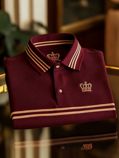 Men's Business Casual Button Short Sleeve Polo Shirt