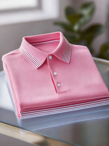 Men's Business Casual Button Short Sleeve Polo Shirt