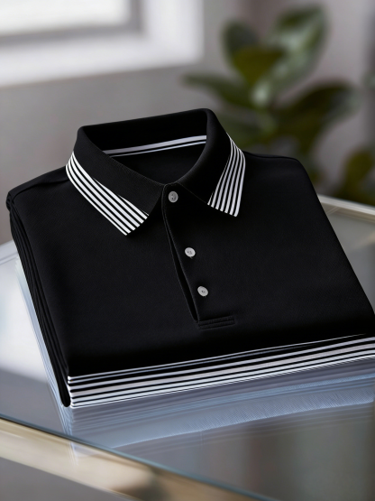 Men's Business Casual Button Short Sleeve Polo Shirt