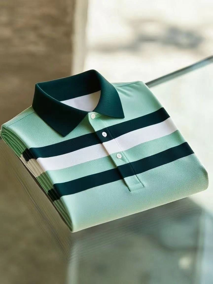 Men's Business Casual Artistic Button Short Sleeve Polo Shirt