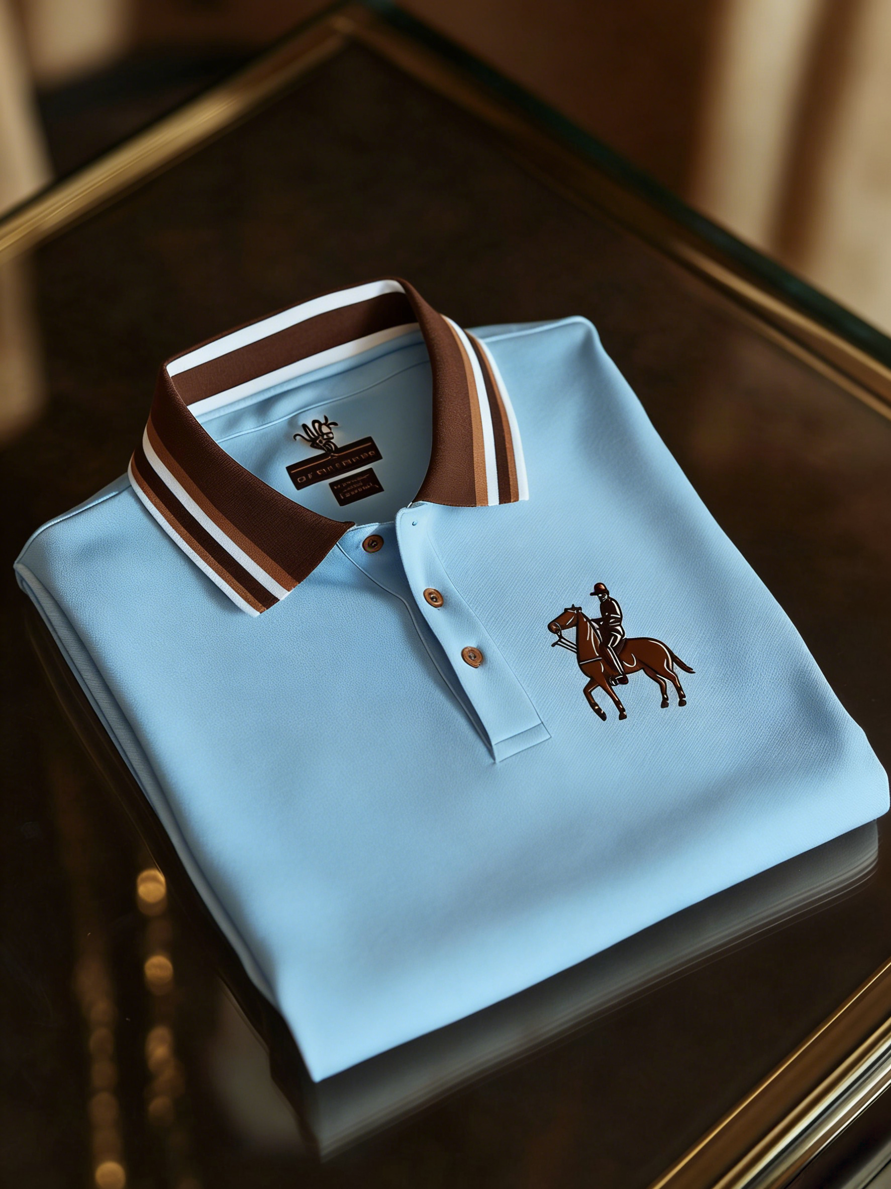 Men's Retro Business Logo Print Long Sleeve Polo Shirt