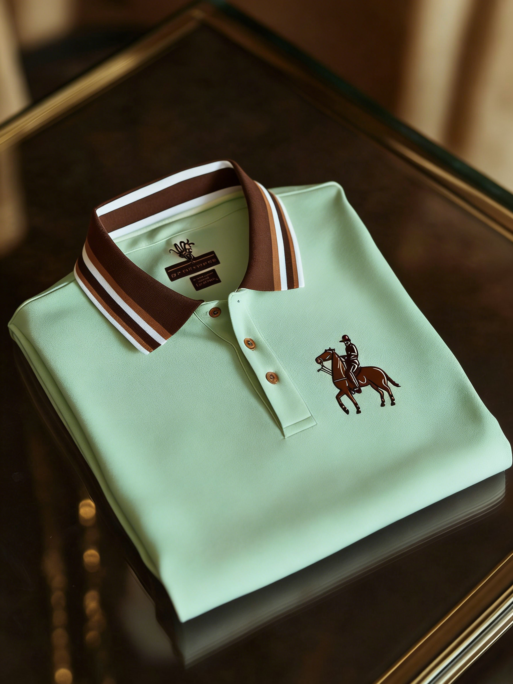 Men's Retro Business Logo Print Long Sleeve Polo Shirt