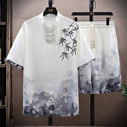 Cotton And Linen Suit Casual Shirt Set