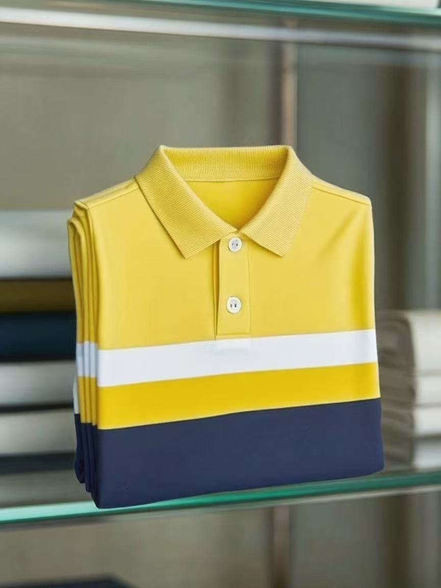 Men's Business Casual Artistic Button Short Sleeve Polo Shirt