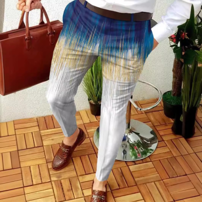 Casual Color Contrast Plaid Mid-Waist Men'S Trousers