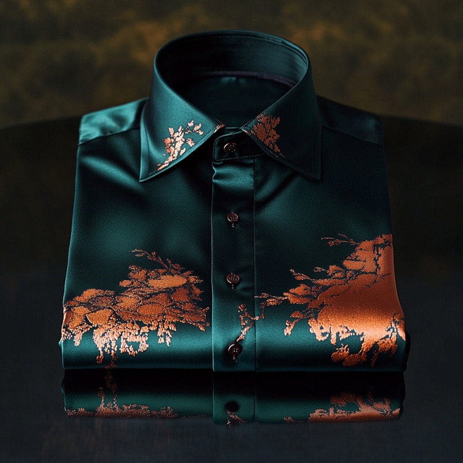 Men's Satin Luxe Long Sleeve Button Down Shirt