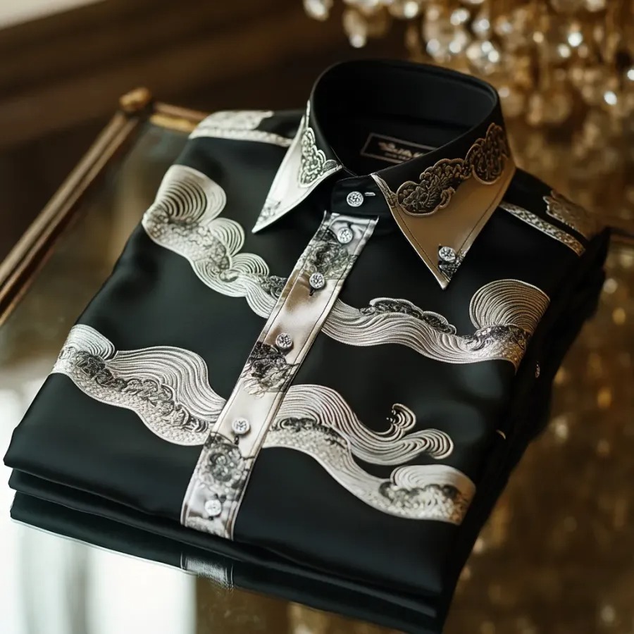 Men's Satin Luxe Long Sleeve Button Down Shirt