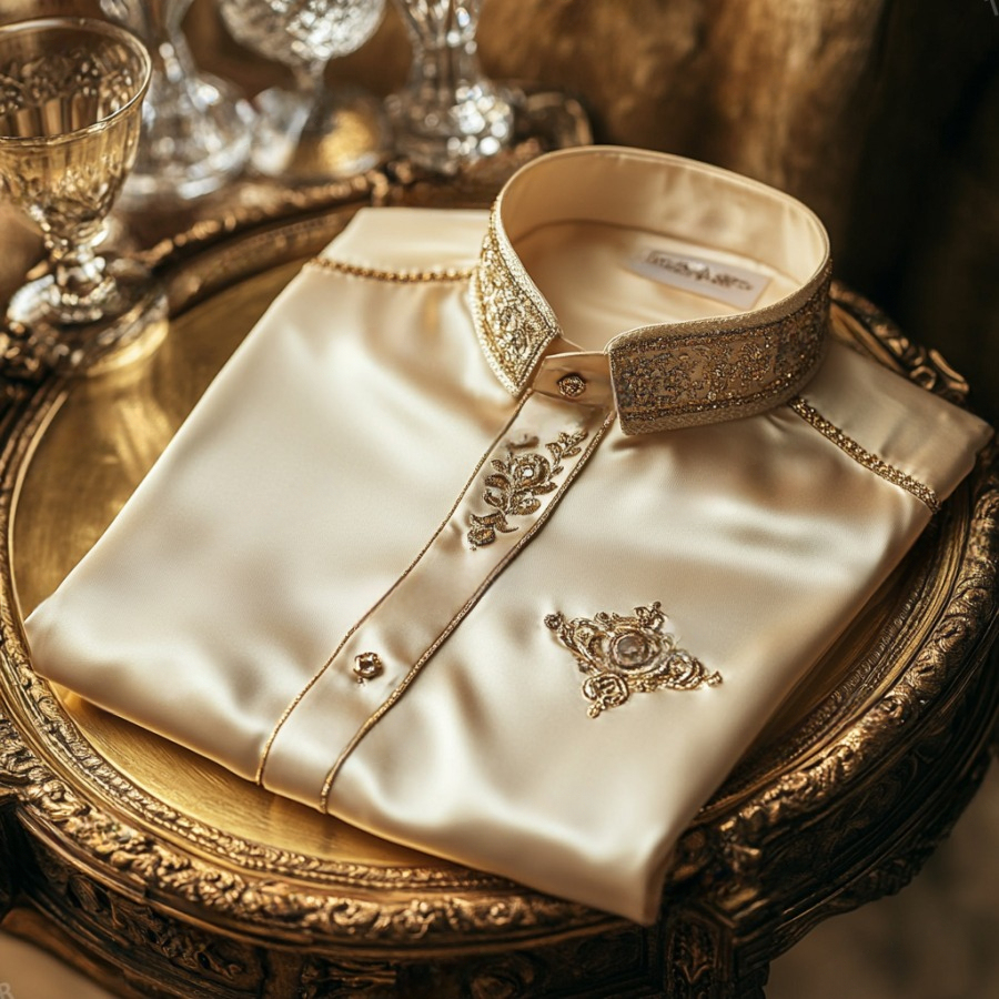 Men's Satin Luxe Long Sleeve Button Down Shirt