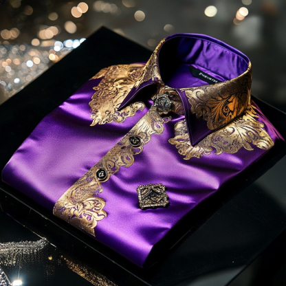 Men's Satin Luxe Long Sleeve Button Down Shirt