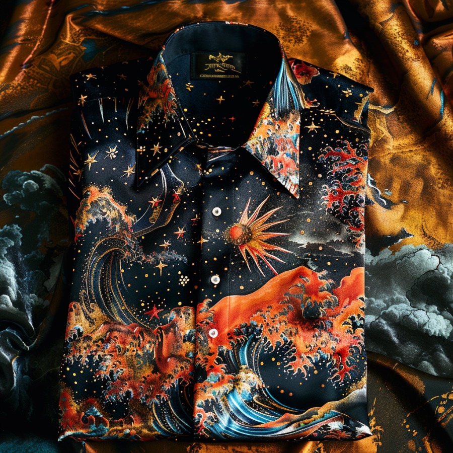 Men's Satin Luxe Long Sleeve Button Down Shirt