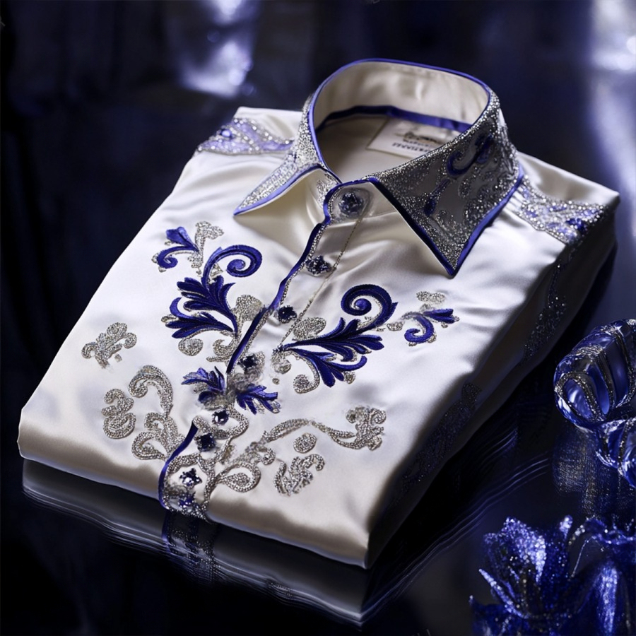 Men's Satin Luxe Long Sleeve Button Down Shirt