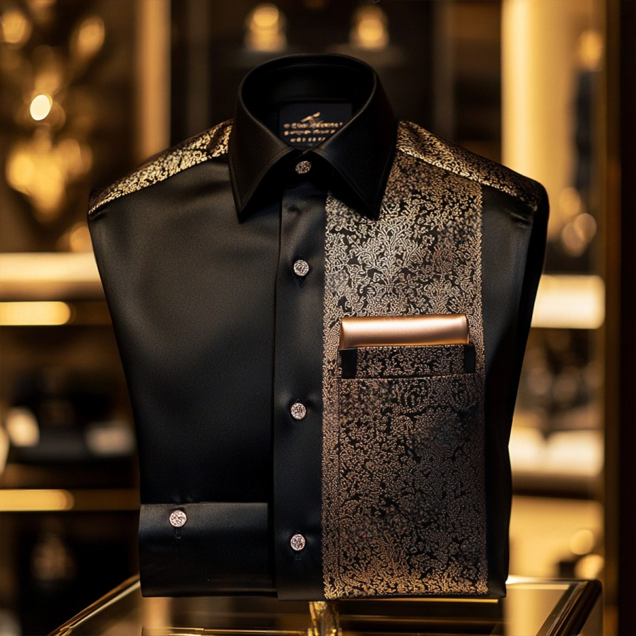 Men's Satin Luxe Long Sleeve Button Down Shirt