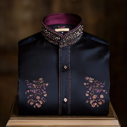 Men's Satin Luxe Long Sleeve Button Down Shirt