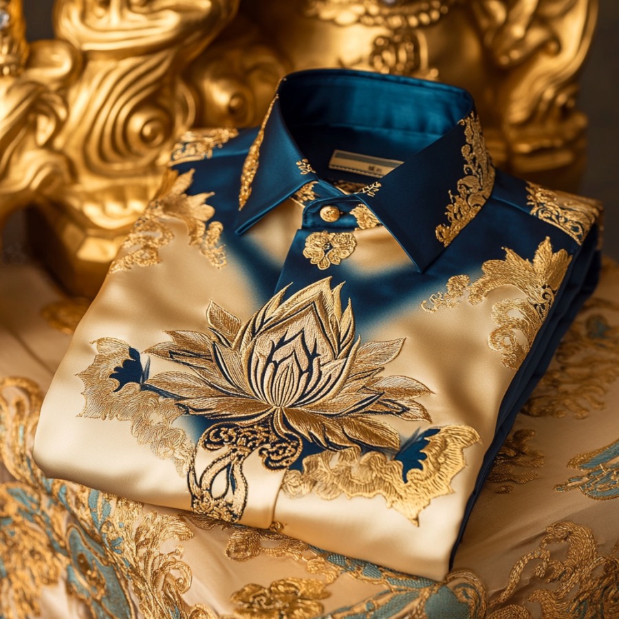Men's Satin Luxe Long Sleeve Button Down Shirt
