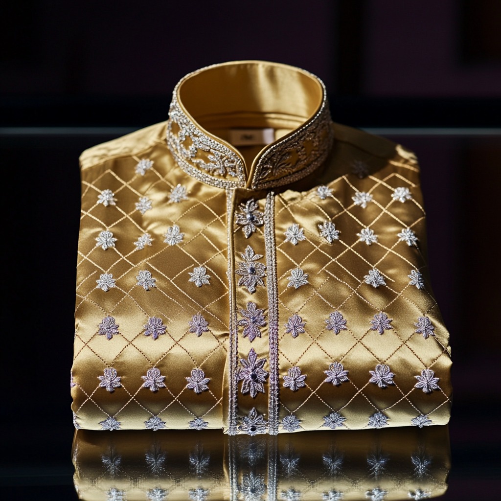 Men's Satin Luxe Long Sleeve Button Down Shirt