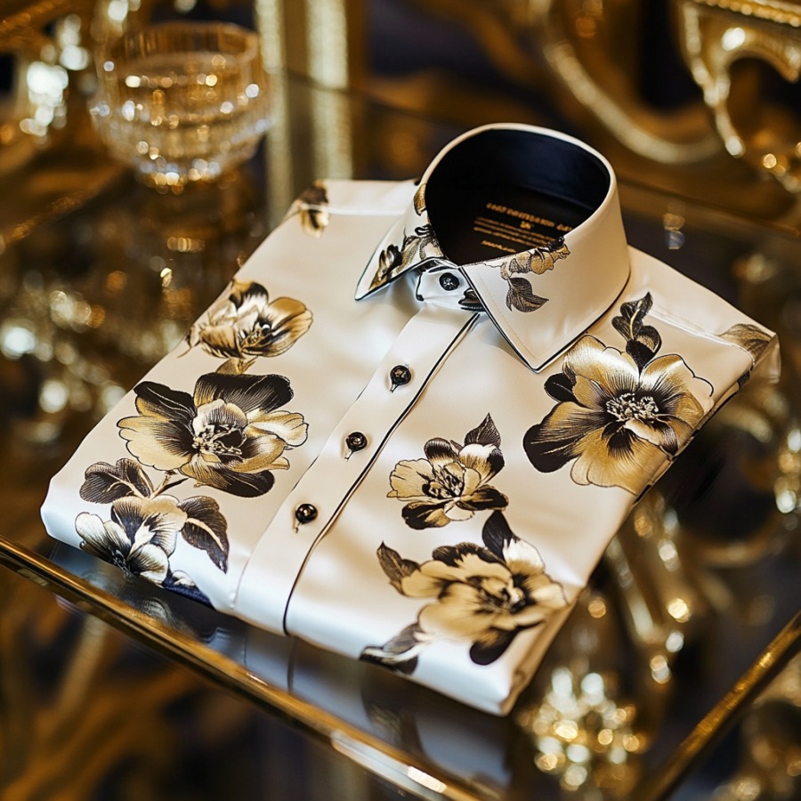 Men's Satin Luxe Long Sleeve Button Down Shirt