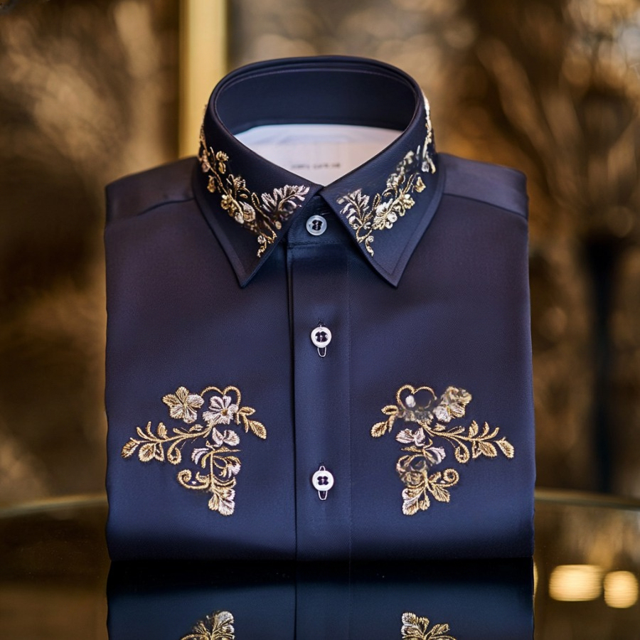 Men's Luxe Satin Long Sleeve Shirt