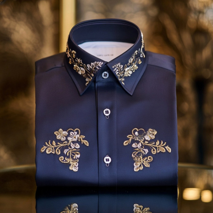 Men's Luxe Satin Long Sleeve Shirt
