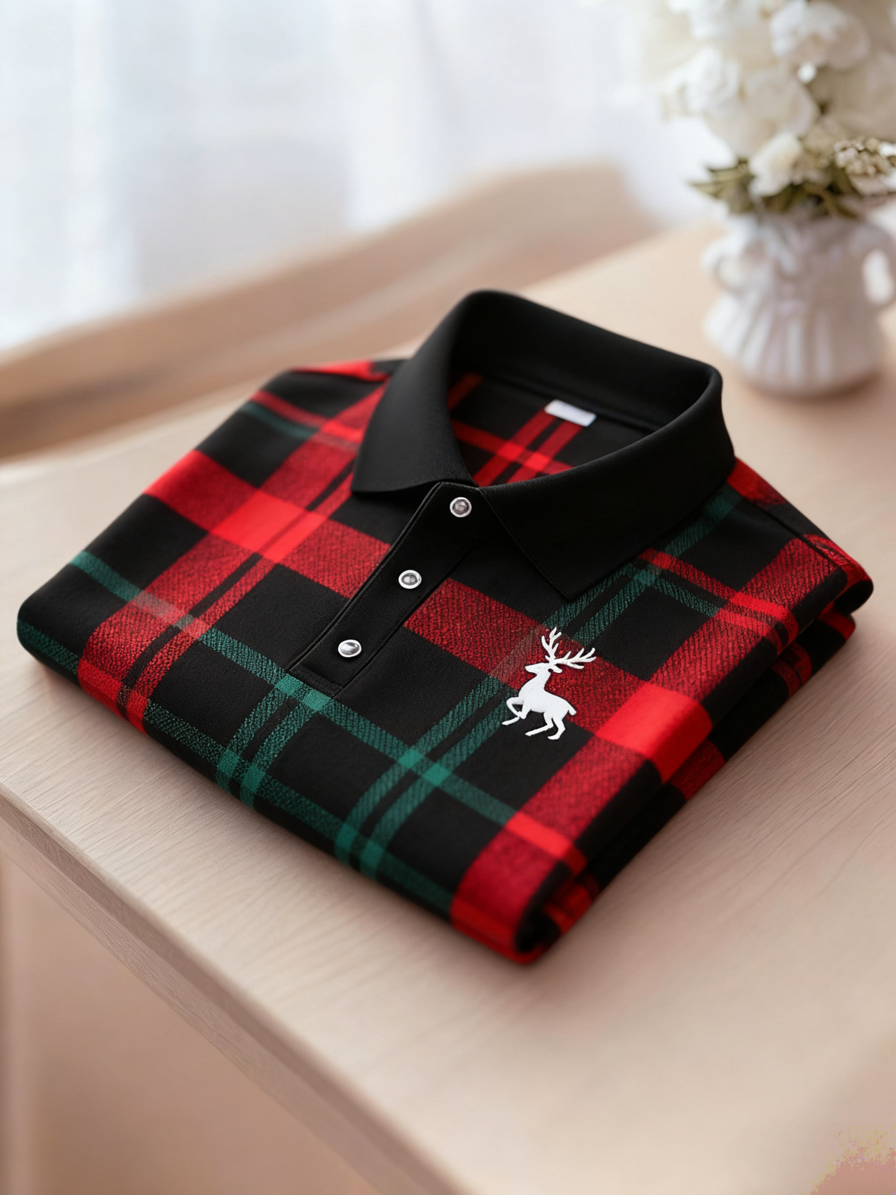Men's Christmas Long Sleeve Polo Shirt