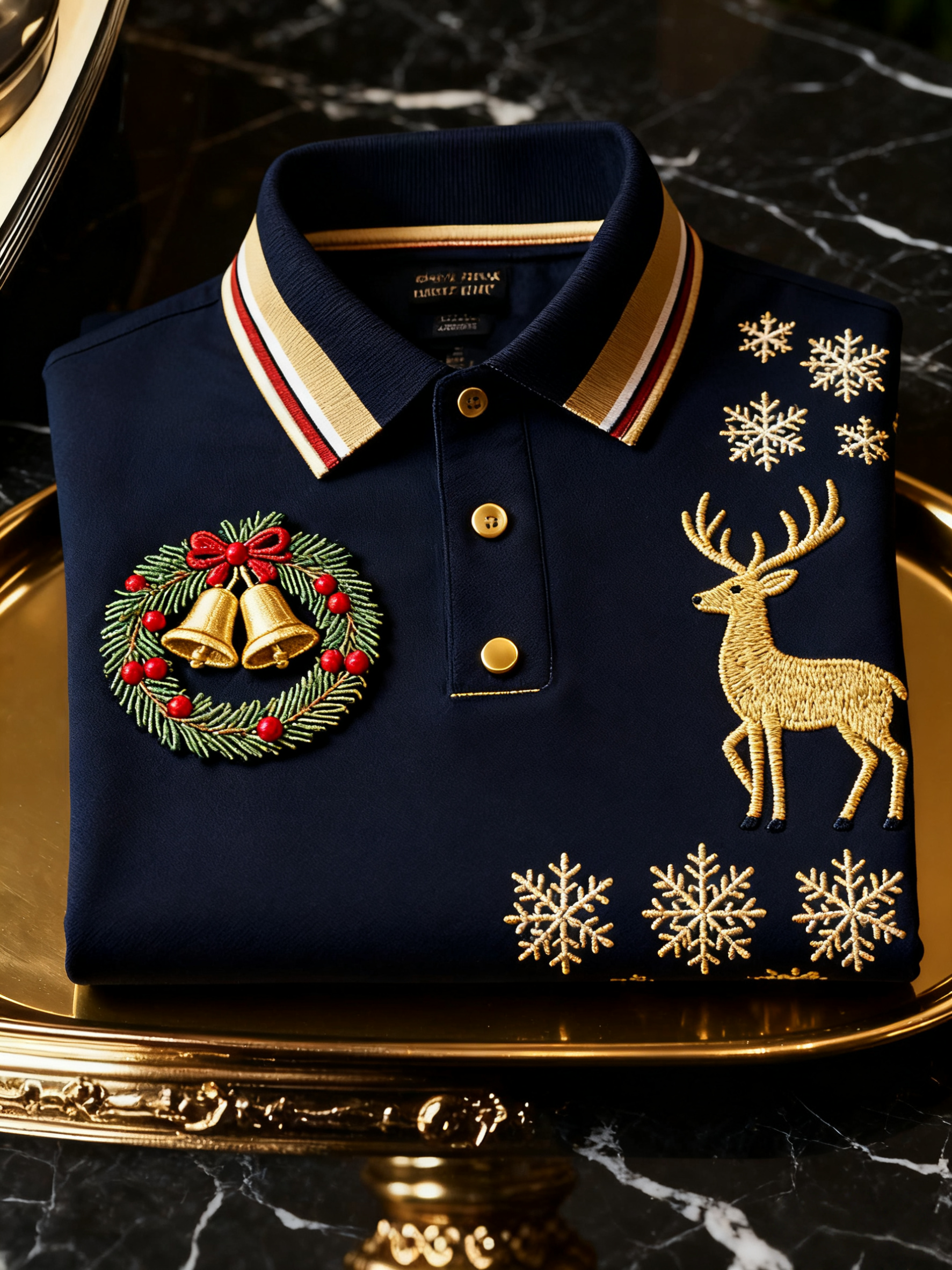 Men's Christmas Long Sleeve Polo Shirt