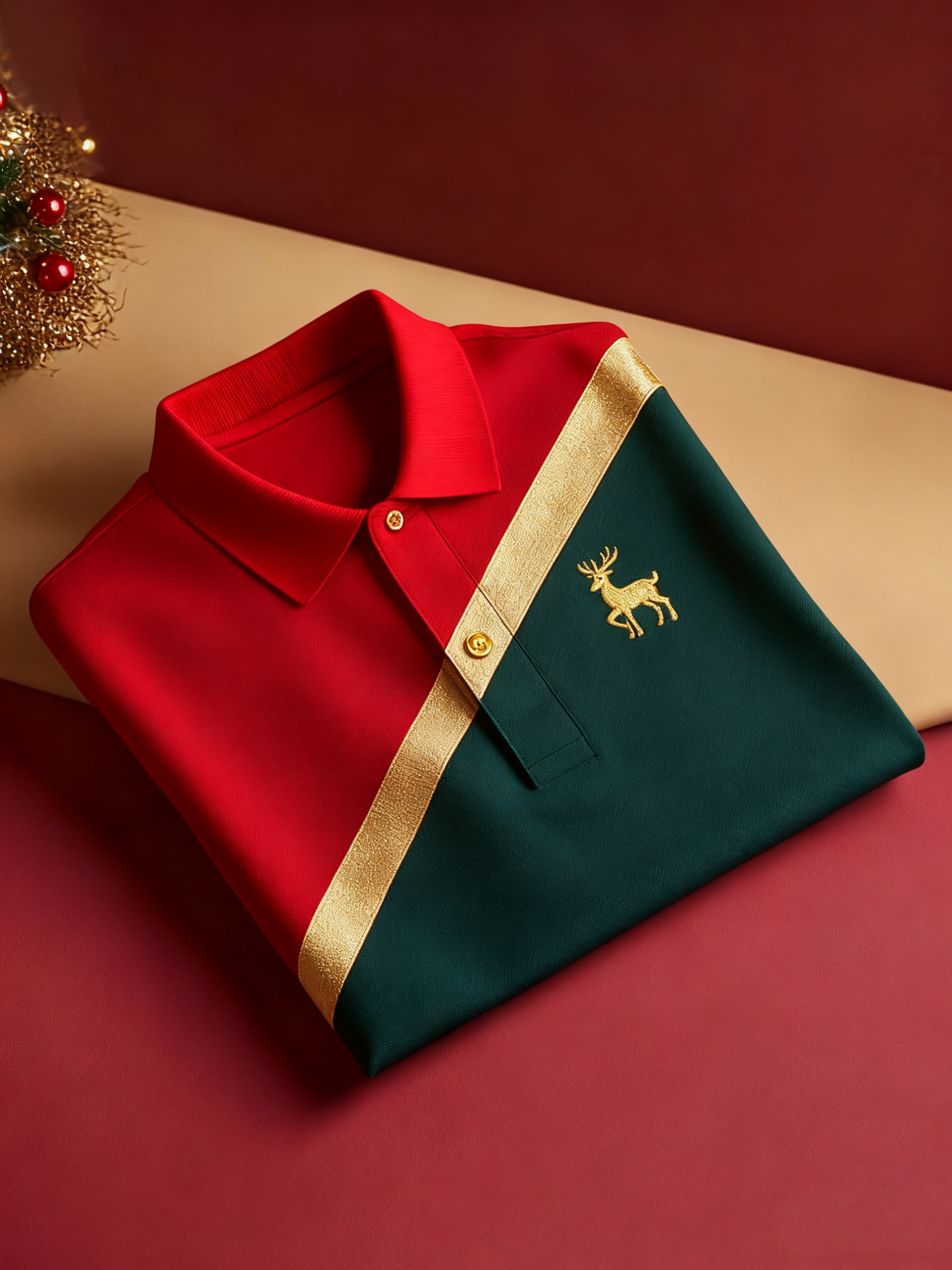 Men's Christmas Long Sleeve Polo Shirt