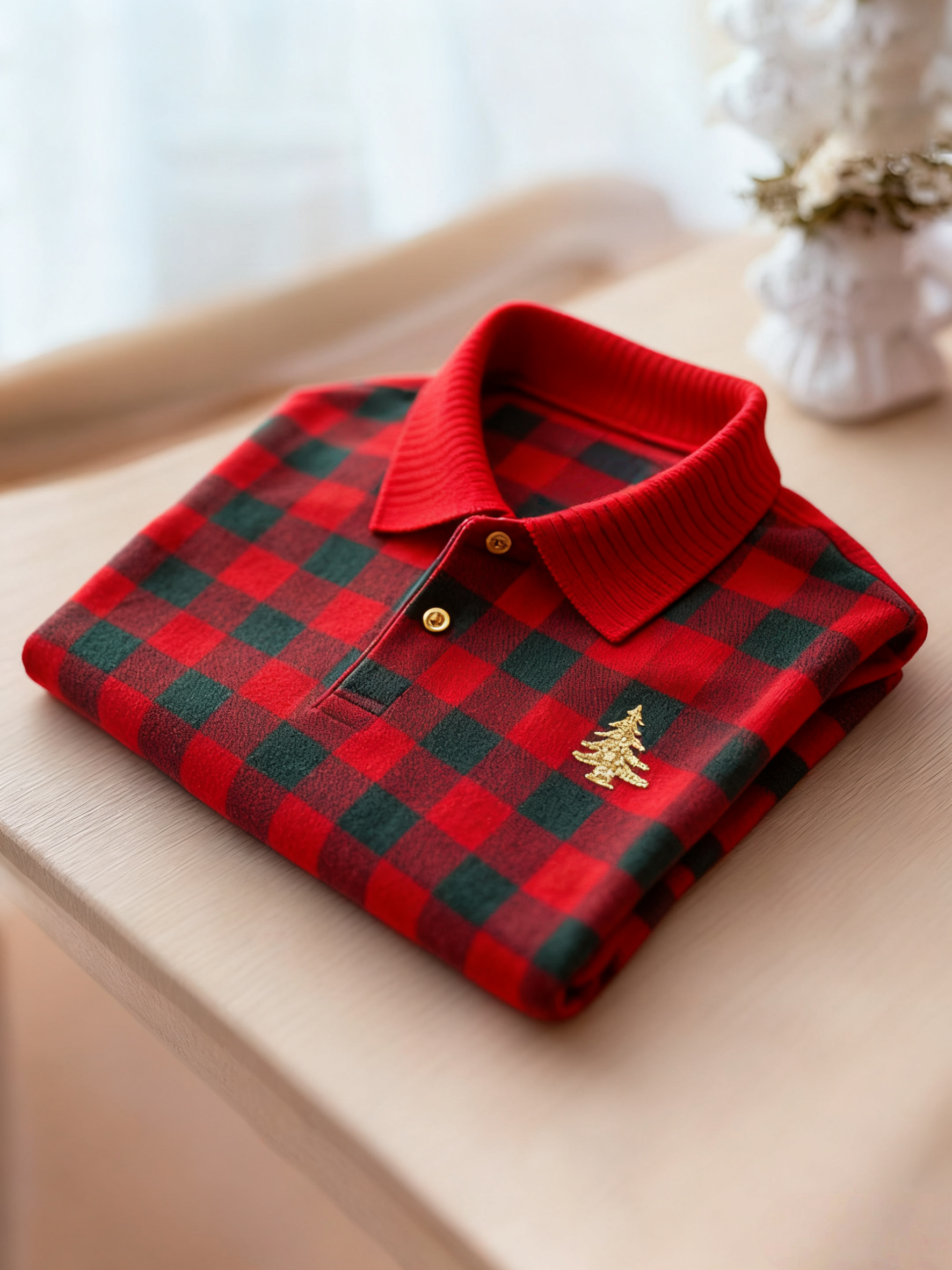 Men's Christmas Long Sleeve Polo Shirt