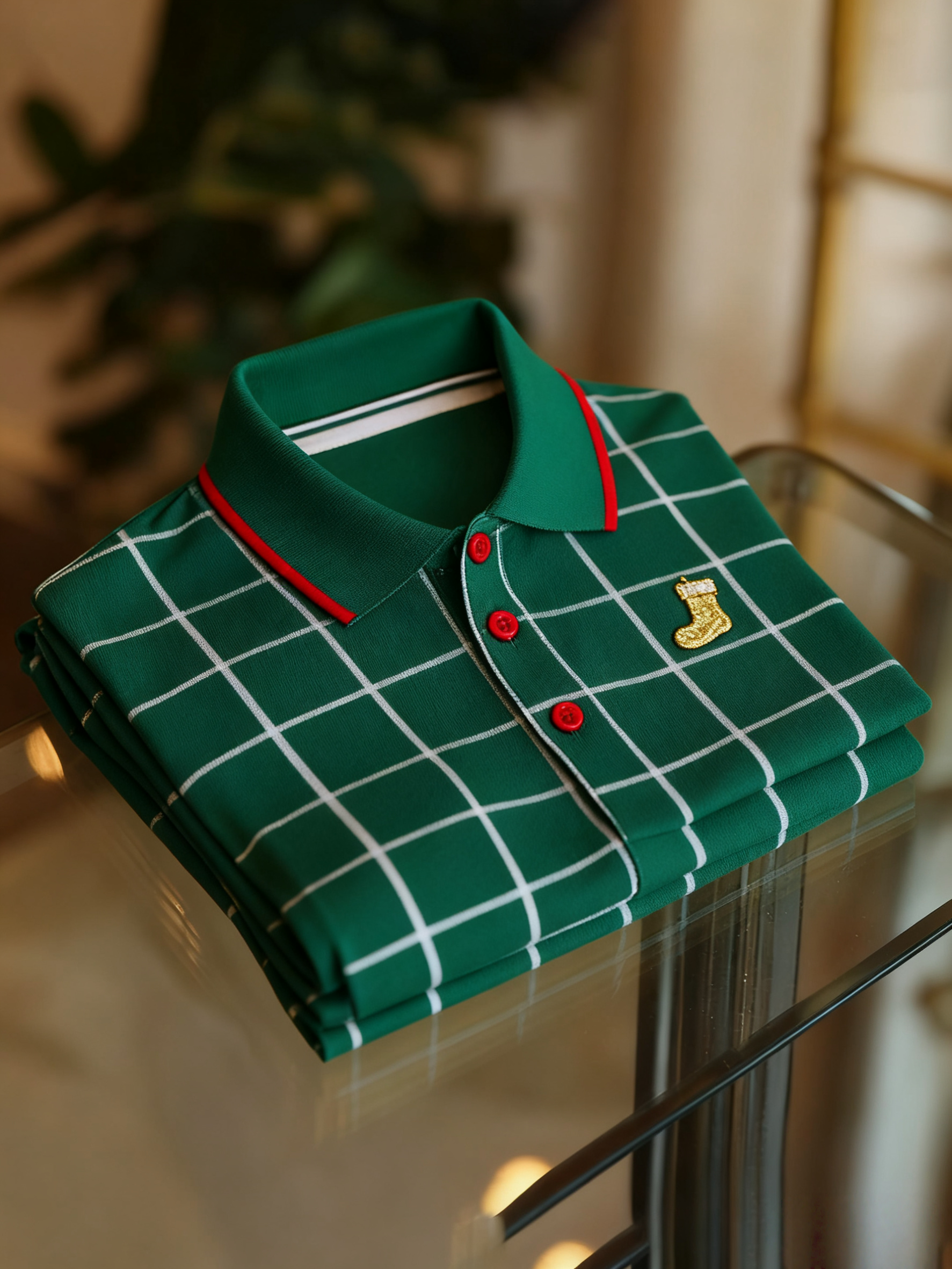 Men's Christmas Long Sleeve Polo Shirt