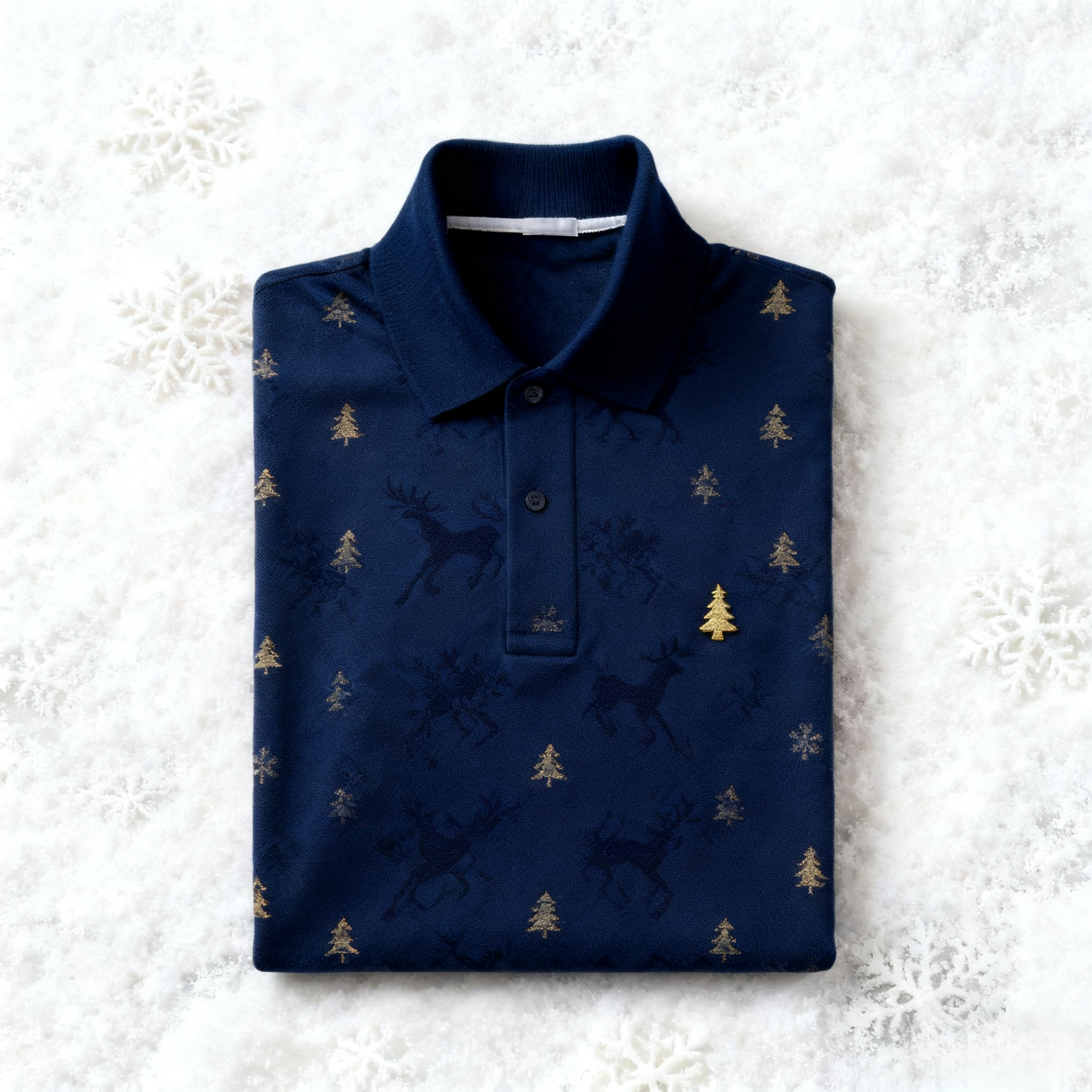 Men's Christmas Long Sleeve Polo Shirt